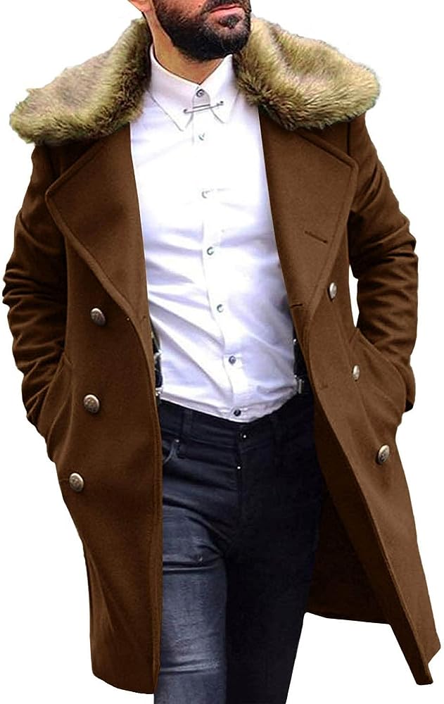 Fashion Mens Trench Coat, Fur Collar Casual Long Trench Coat, Winter Coat  Windbreaker Jacket, Gifts For Men, Mens Clothing At Amazon Men'S Clothing  Store