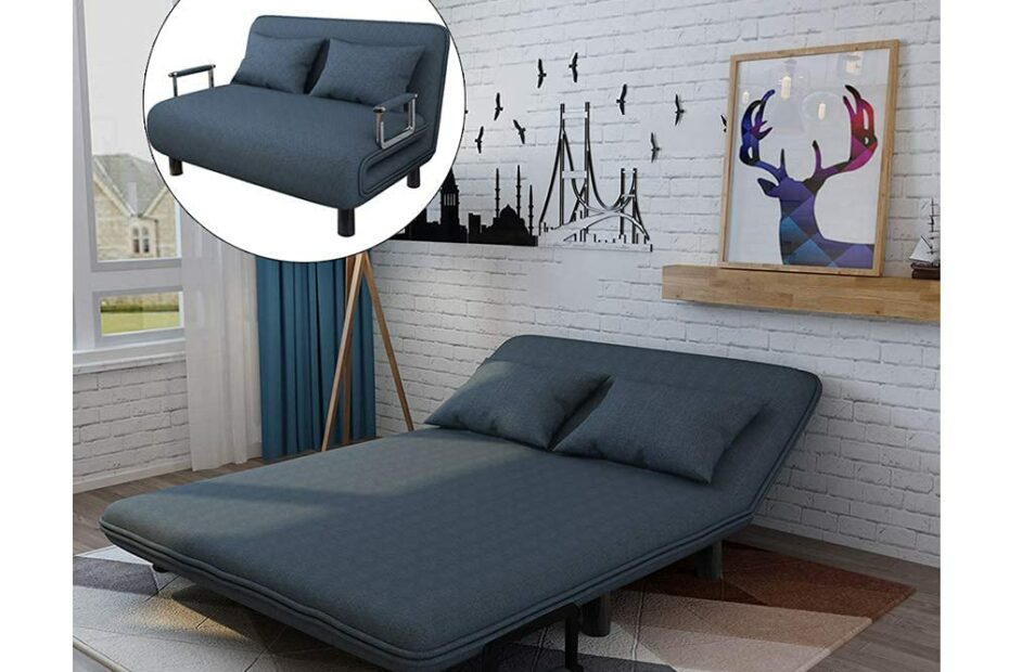 Furnline Comfy 2 Seater Metal Frame Folding Sofa Bed/Convertible Couch Bed/Chair  Bed With Pillow 5 Position/Sofa/Bed/Folding Bed (Blue) (Sofa Bed, 2 Seater)  : Amazon.In: Home & Kitchen