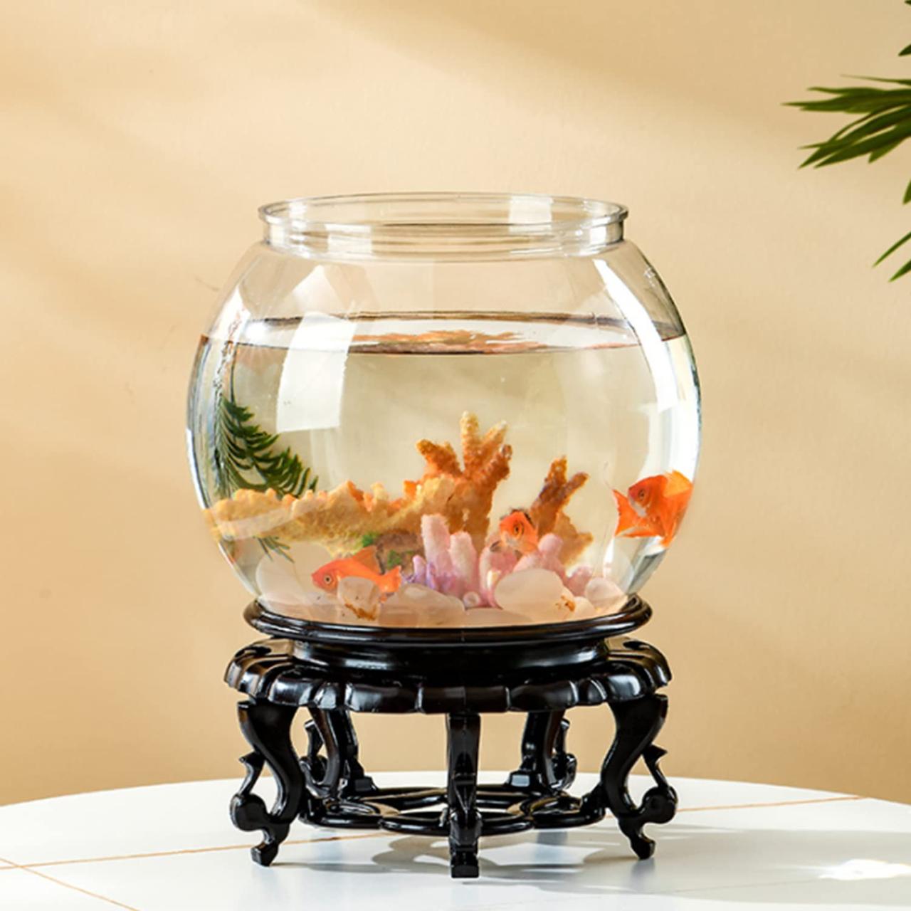 Aquarium Ball Aquarium Plastic Fish Bowl With Aquarium Base With Stand  Shatterproof Ideal For Flowers Or As A Fish Bowl Office Fish Micro  Landscape Table Decoration 20 Cm : Amazon.Co.Uk: Pet Supplies