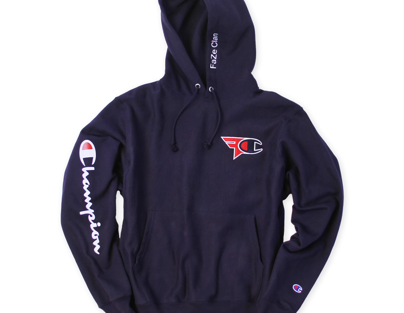 Faze Clan X Champion Hoodie Navy Blue