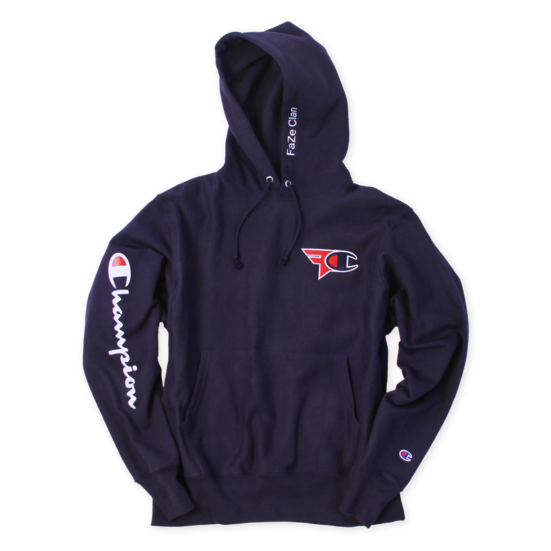 Faze Clan X Champion Hoodie Navy Blue