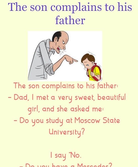 The Son Complains To His Father (Funny Story) – Brilliant Tricks |  Girlfriend Jokes, Father Humor, Appreciate Life Quotes