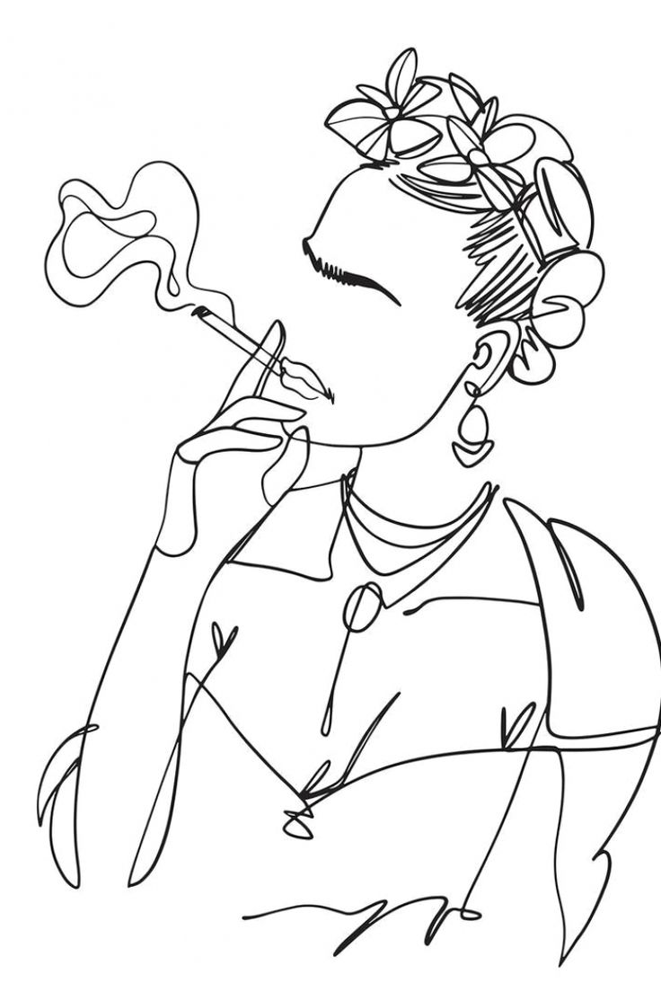 Frida Kahlo Print | Abstract Line Art, Line Art Design, Outline Art