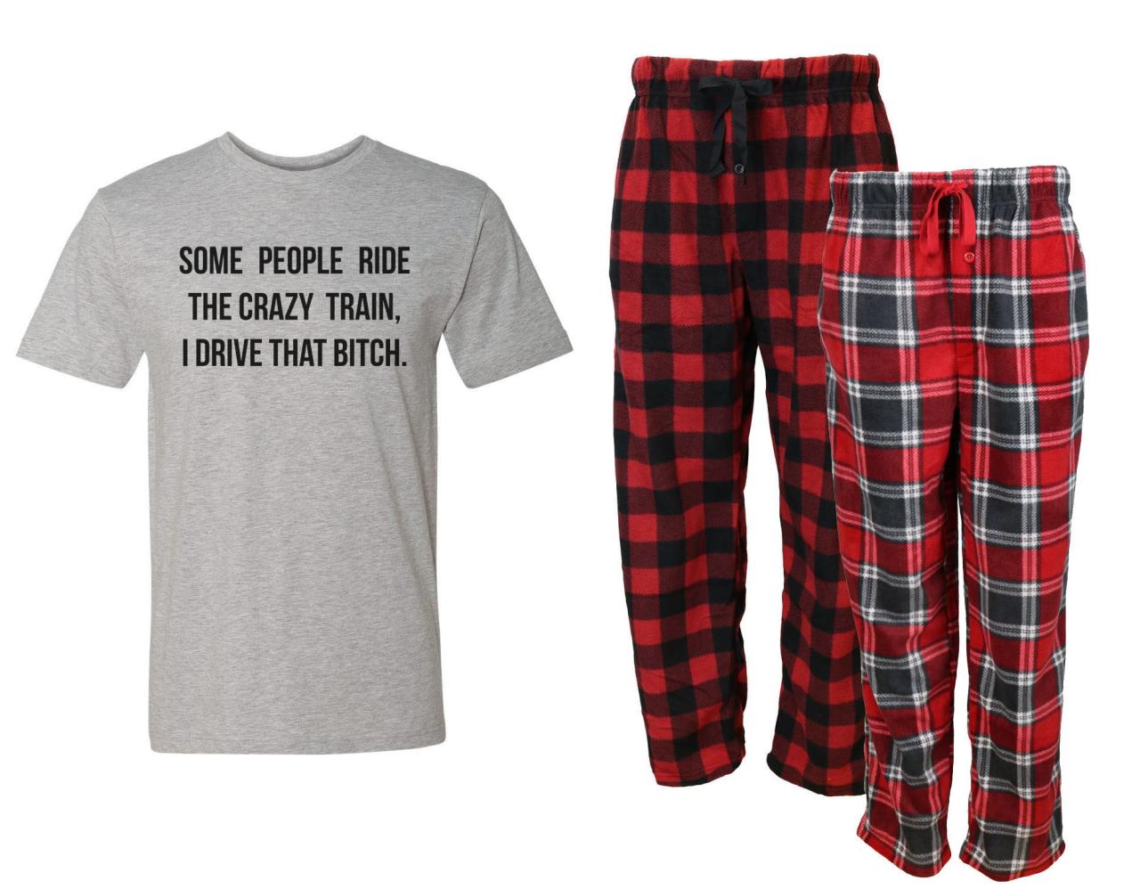 Crazy Train Mens Pajama Red Set Fleece Pajama Funny Pjs - Etsy