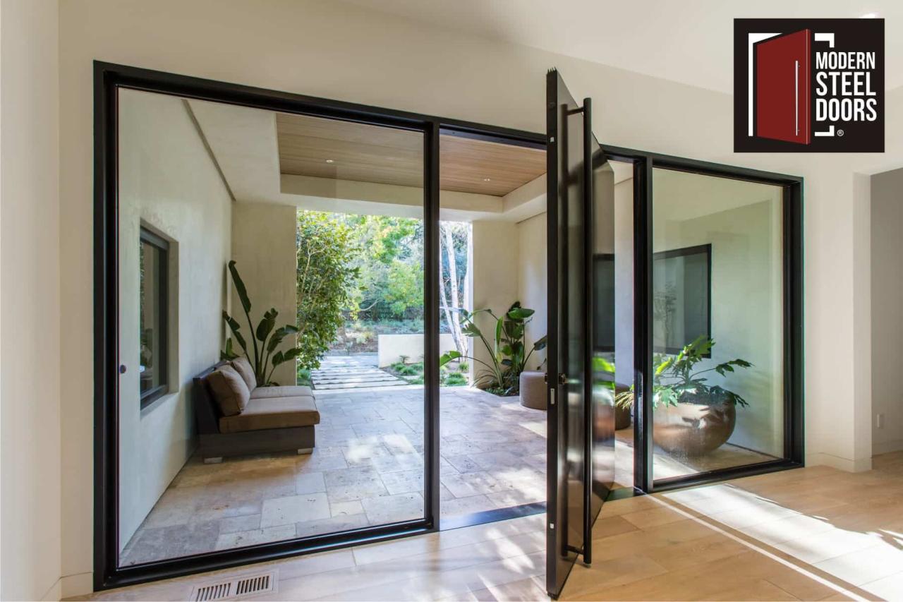 Glass Pivot Entry Doors - Photo Gallary | Modern Steel Doors