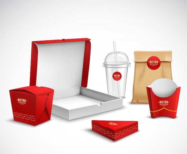 Free Vector | Packaging Fast Food Realistic Set
