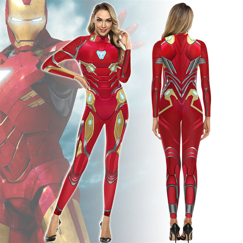 Women Iron Man Costume Jumpsuit Bodysuit Fancy Dress Halloween Zentai | Ebay